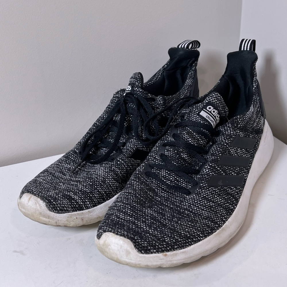 Adidas Size 12 Cloudfoam Black Cotton Knit Sneaker